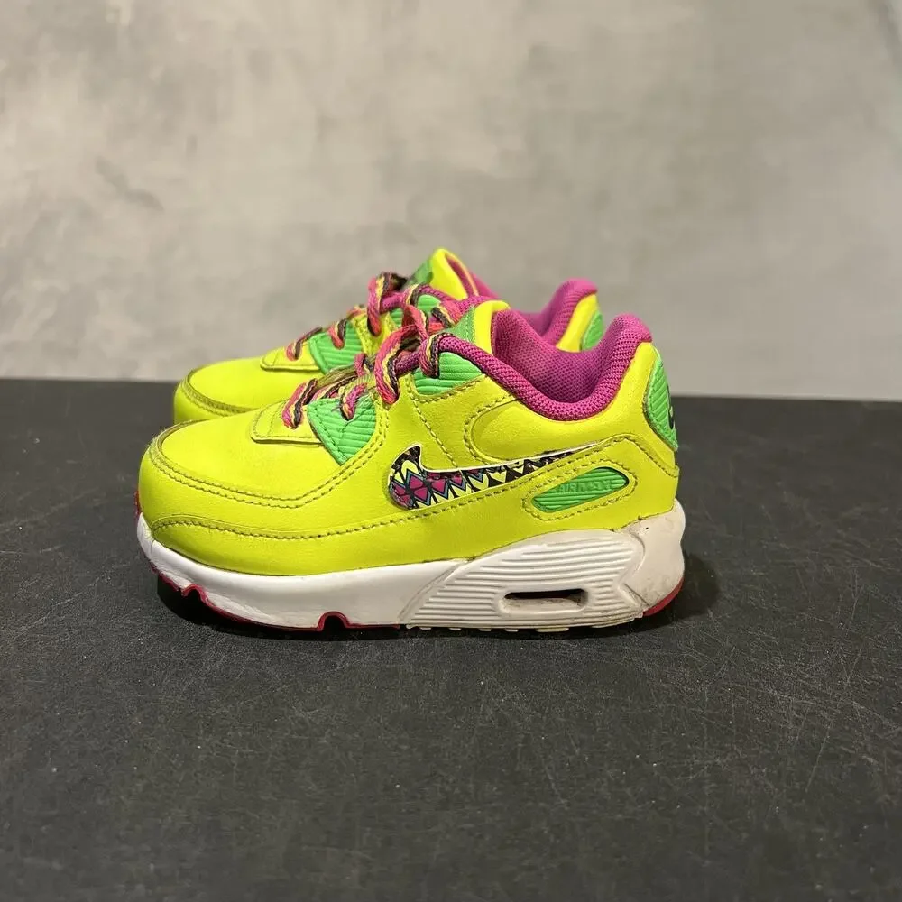 Nike Air Max 90 Shoes Youth 6c Volt Pink CW5798-700 Kids Athletic Sneaker